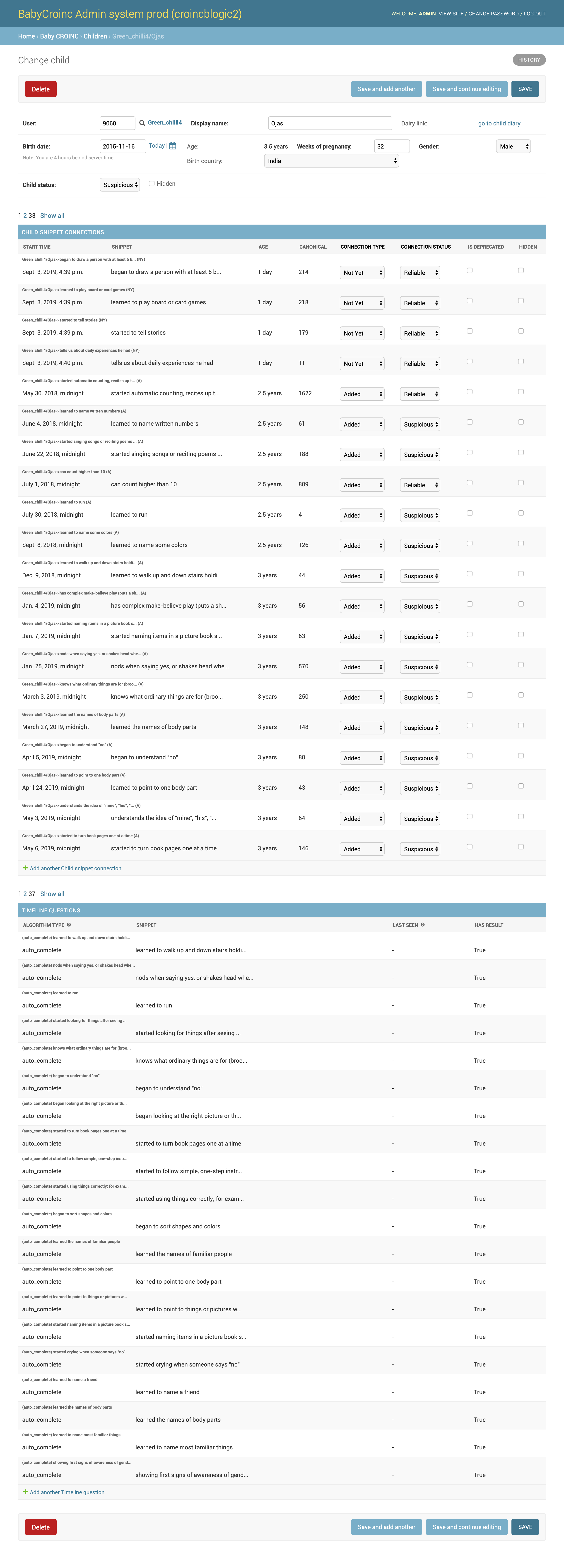 BabyTracks admin system